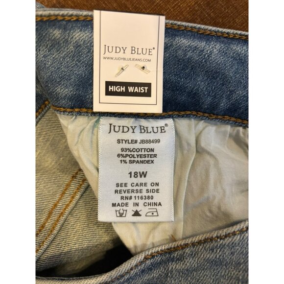 Judy Blue High Waist Double Rolled Cuff Patchwork Women's Jeans Size 18W NWT - Picture 8 of 8
